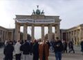 Massive Pro-Palestinian Banner Hung from Brandenburg Gate in Berlin Protest