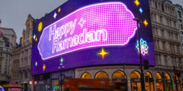 Europe’s largest advertising screen illuminates for Ramadan